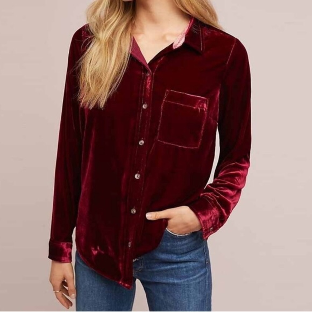 Anthropologie Maeve Katrina Velvet Shirt